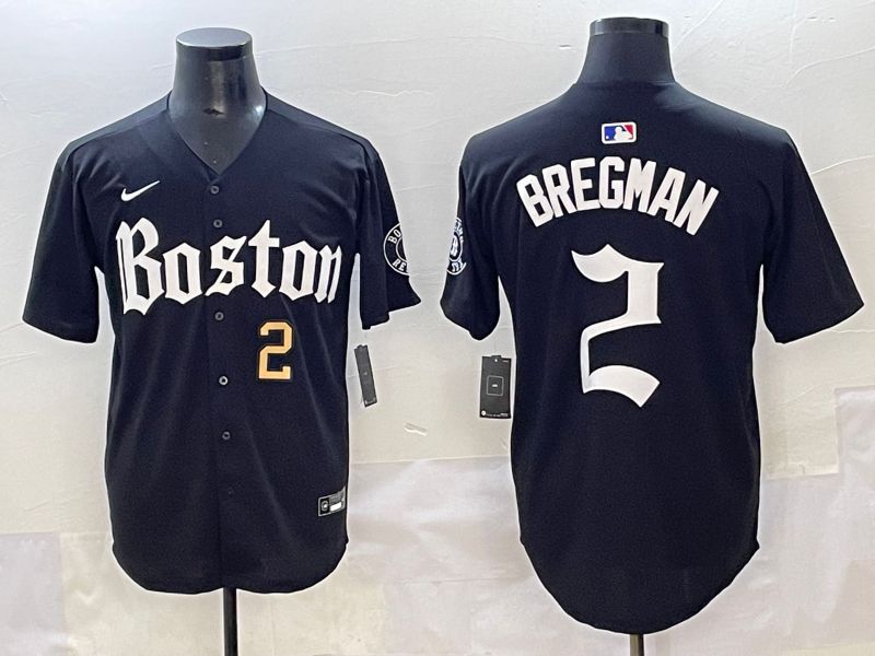 Men 2025 Boston Red Sox #2 Bregman Black Five generations Joint Name Nike MLB Jersey style 9